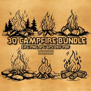 Campfire SVG Bundle: Camping Silhouette Clipart (Digital Print)