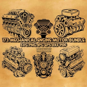Mechanisches Auto Motor Motor SVG Bundle, Automobil- und Mechanik SVG-Designs für DIY Handwerk, Zahnradsystem komplexes Design, Konstruktion Png svg