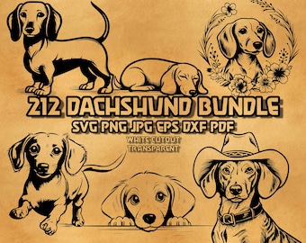 Dachshund Svg Bundle, Peeking Dachshund Svg, Cowboy Dachshund Svg, Gentleman Dachshund Svg, Mafia Dachshund Svg, Royal Dachshund Svg Dxf Eps