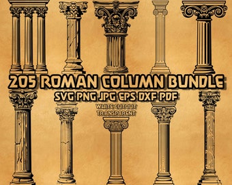 Roman Column Svg Bundle, Ancient Roman Svg, Philosophy Svg, Ancient Architecture Svg,Ancient Greek Svg,Stone Marble Column Svg,Greek Columns