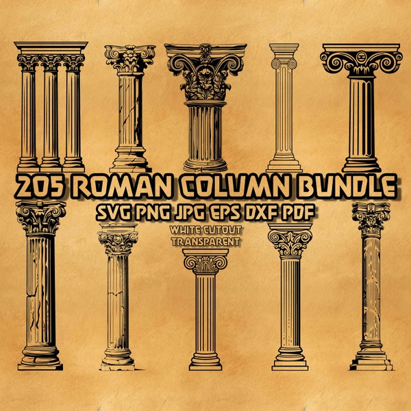 Roman Column Svg Bundle, Ancient Roman Svg, Philosophy Svg, Ancient Architecture Svg,Ancient Greek Svg,Stone Marble Column Svg,Greek Columns