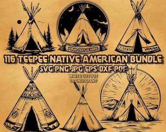 Teepee SVG Bundle Native American Tipi Tent Illustrations Tribal Boho Camp Line Art Indigenous Dwelling Vector Graphics Digital Design