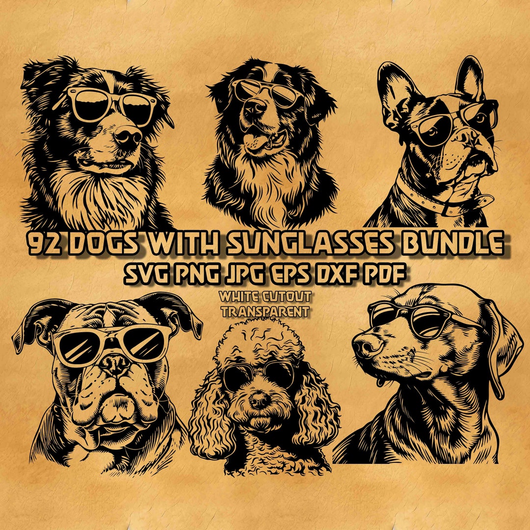 Dog Breeds With Sunglasses SVG Bundle: 30 Designs - Etsy