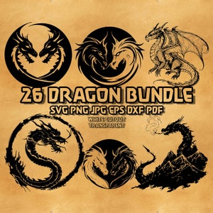Dragon Svg Bundle, Dragon facing each other,Mythical Creature Svg, Chinese Dragon Svg, Circle Dragon Svg, Medieval Dragon, Celestial Dragon,