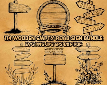 Rustic Wooden Road Sign SVG Bundle: Blank Directional Signs (Digital Download)