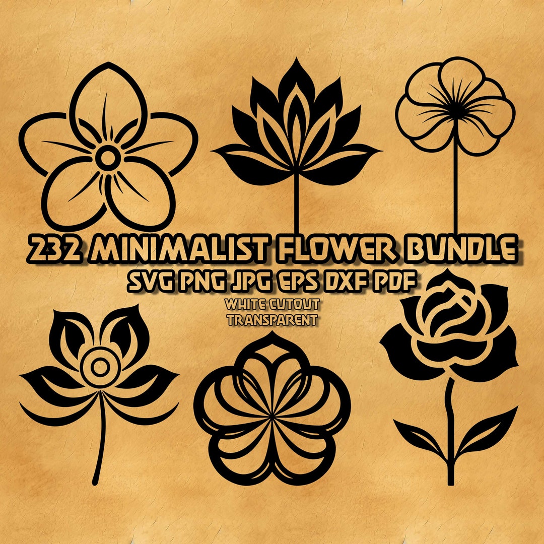 Minimalist Flower SVG Bundle: 232 Botanical Designs (cut File) - Etsy