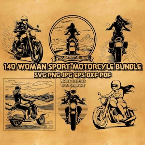 Biker Girl SVG Bundle: Motorcycle Woman Clipart for Engraving (Digital Download)