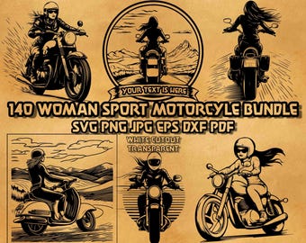 Biker Girl SVG Bundle: Motorcycle Woman Clipart for Engraving (Digital Download)