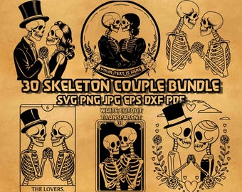Skeleton Couple SVG Bundle: Gothic Romance Designs (Digital Download)