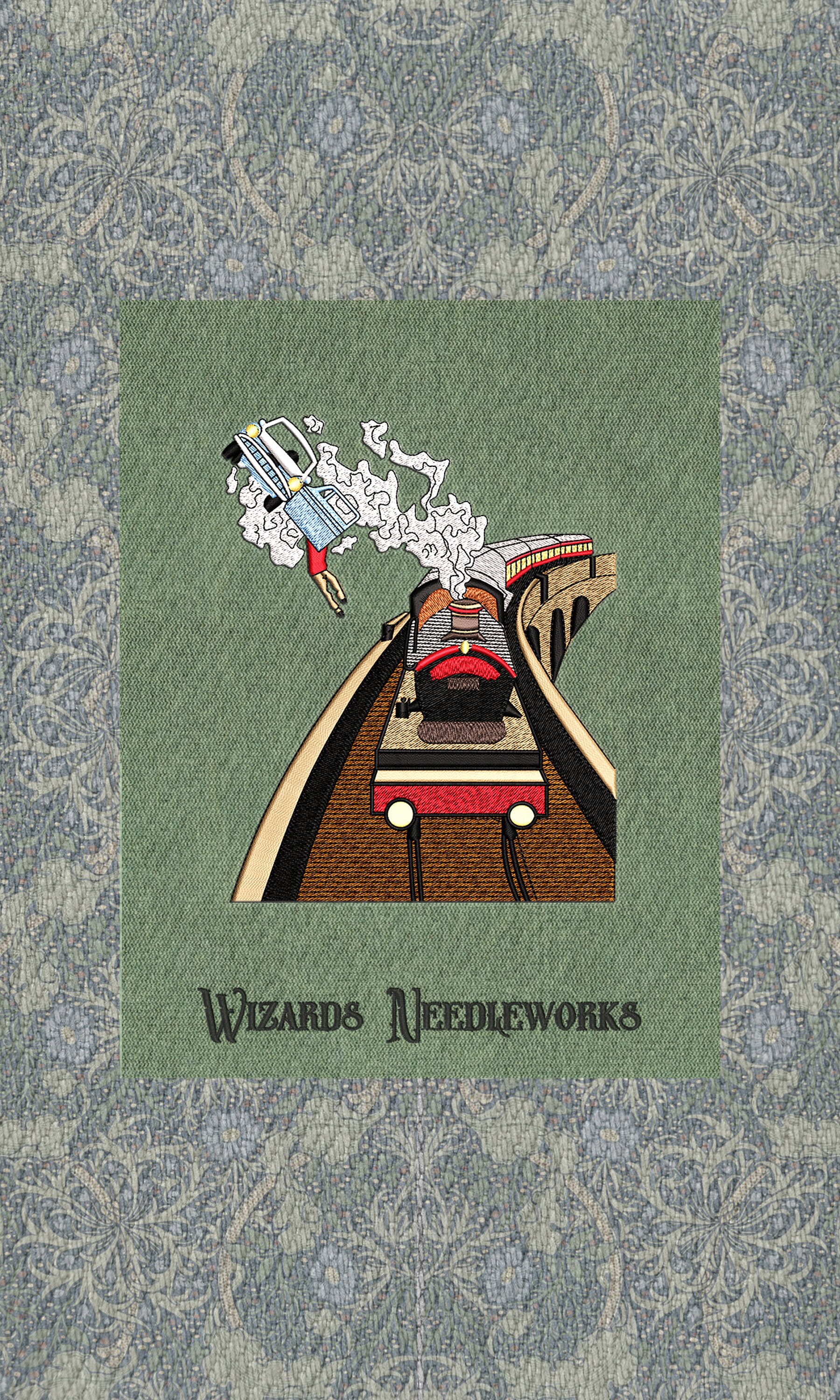 Magic Flying Car Wizards Train Boys Digitize Digital Machine Embroidery