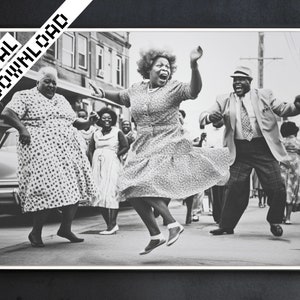 Soulful Vintage Black and White Photo, Black People Dancing on Street, Retro African American, DIGITAL DOWNLOAD, JPG