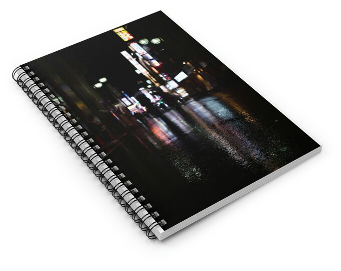 Featured listing image: Spiral Notebook- Tokyo Rainy Night - - Ruled Line