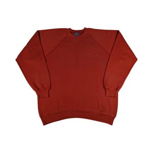 Vintage Blank Sweatshirt Sz M Rot Russell 1990er aus 50/50 Made in Scotland Minimalistisch Raglan Unisex