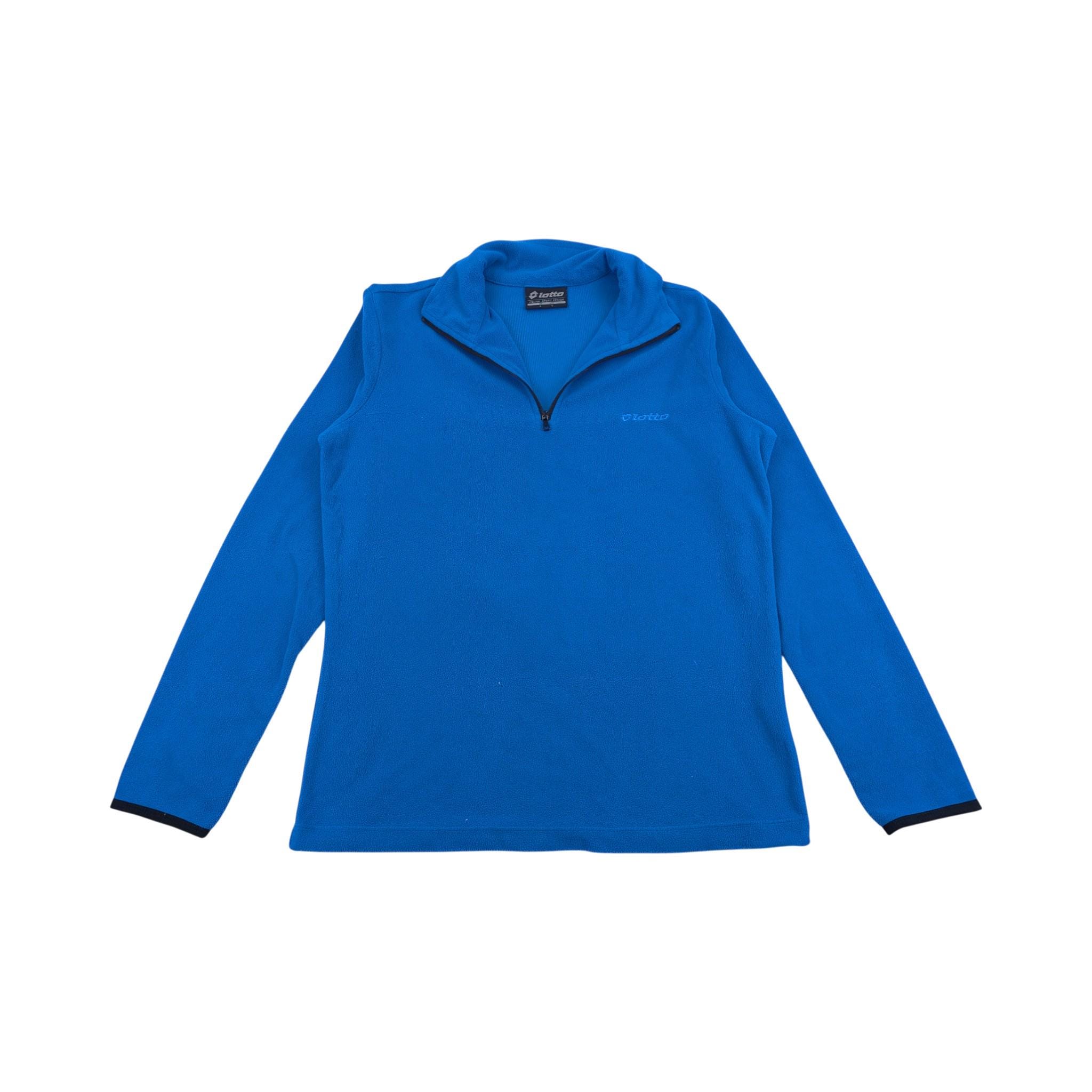 Lotto, Vintage Lotto Damen Fleece Sweatshirt Sz L Blau Pullover aus Polyester Logo Stick Quarter Zip 2000er Jahre Vintage Pullover