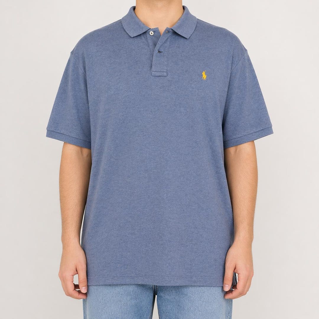 1990s Ralph Lauren Polo Shirt Size XXL Navy Blue Made in Sri Lanka