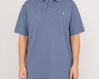 Vintage Ralph Lauren Polo Shirt Sz XXL Navy Blau Grau 90er Made in Sri Lanka