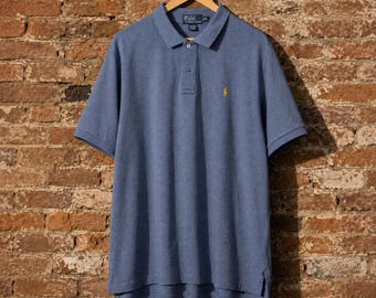 1990s Ralph Lauren Polo Shirt Size XXL Navy Blue Made in Sri Lanka