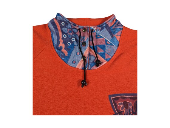 Fleece sweater 90s vintage M red orange Campagnol… - image 3