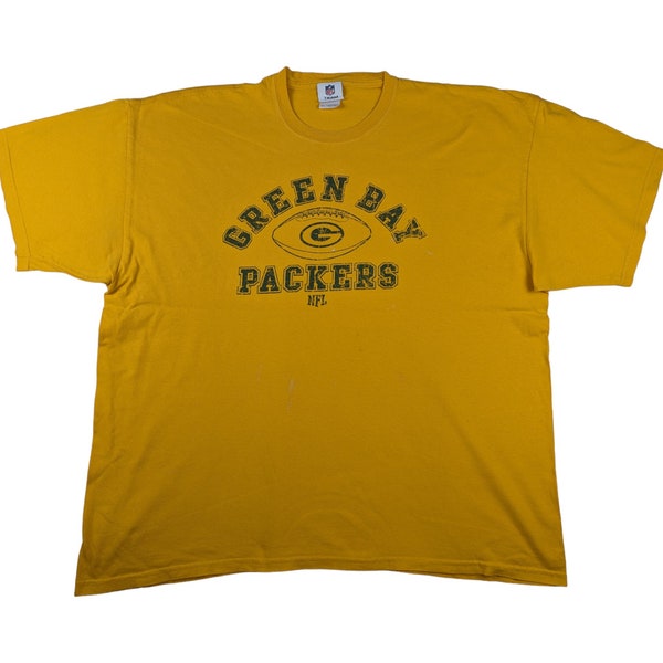 90s NFL Green Bay Packers Vintage T-Shirt Size XXL Yellow Green Bay Packers