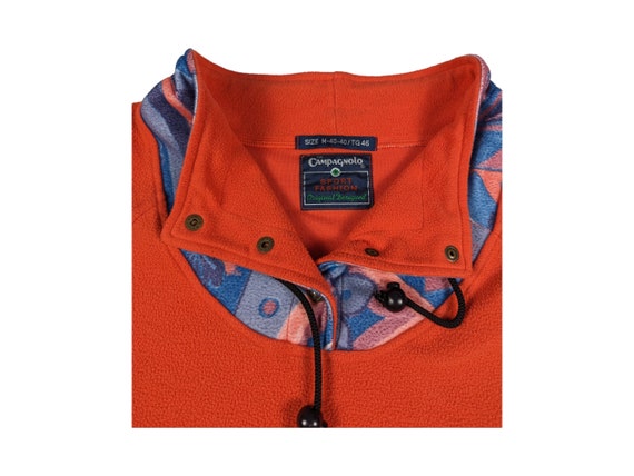 Fleece sweater 90s vintage M red orange Campagnol… - image 2