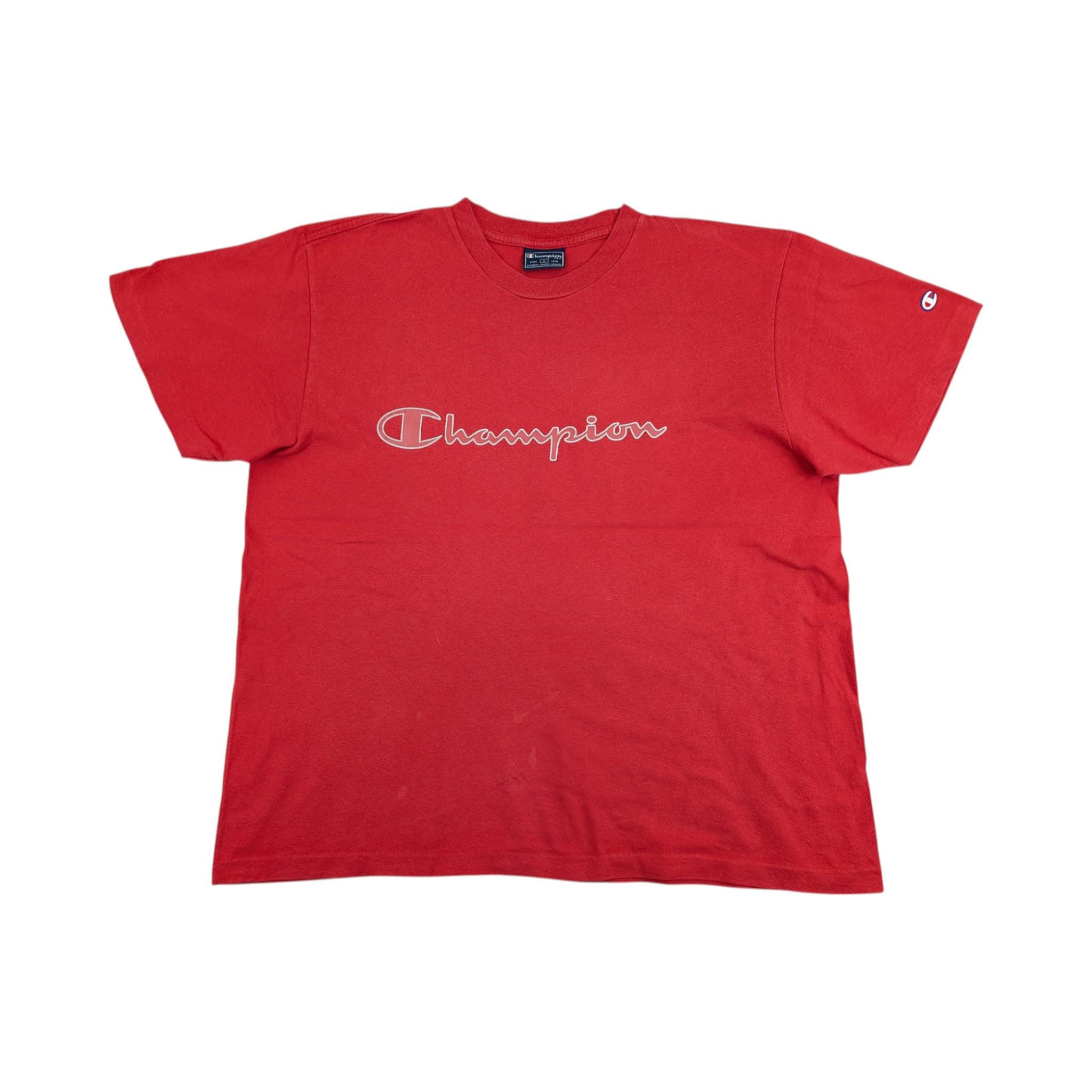 Vintage Champion T-shirt L Red 1990s Single Stitch White