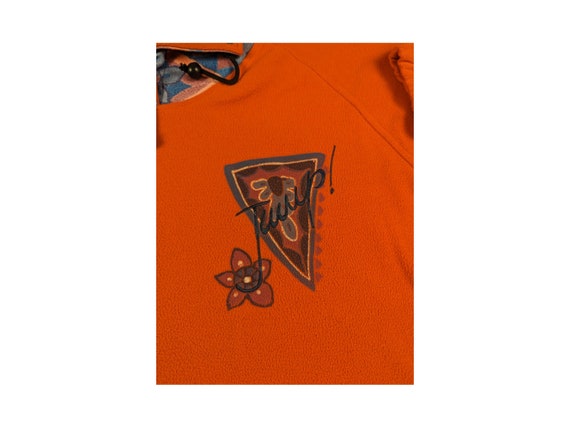 Fleece sweater 90s vintage M red orange Campagnol… - image 4