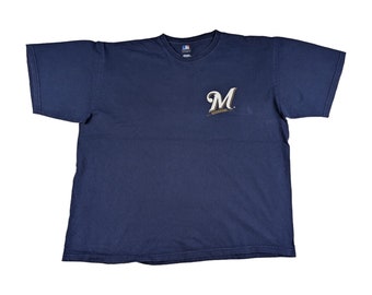 Vintage Milwaukee Brewers T-Shirt XL Marineblau 2000er Baseball Team Shirt Sportswear Merch Y2K Style