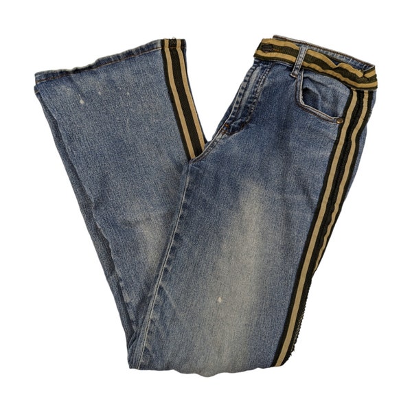 Vintage Schlaghose  Gr. 31/XS Blau 1980er Jahre extremen Vintage Flair EchtVintage Denim Jeans Xiaoheizi Used Look Jeans