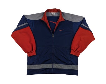 Nike Trainingsjacke Gr S Marine Blau Rot Vintage Nike Trainingsjacke Sportliches Outfit mit Nike Swoosh EchtVintage Nike Sportswear