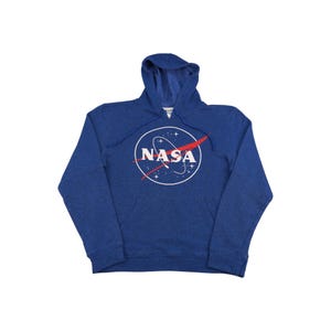 Sweat à capuche vintage M Pull vintage bleu en coton et polyester Logo NASA Espace 2010s Sweat à capuche vintage américain