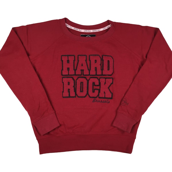 90sVintage Sweatshirt S Rot Vintage Hard Rock Café Brüssel Sweater
