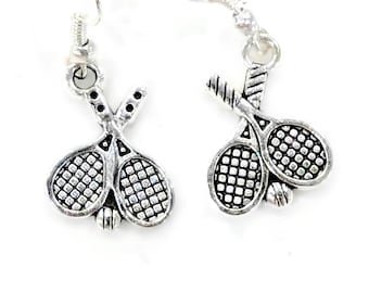 Pendientes de raqueta de tenis - Joyería de tenis, regalo para mamás tenistas, pendientes para amantes del tenis, joyería deportiva con motivos de raquetas