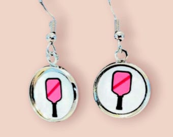 Pendientes con forma de pala de pickleball - Joyería deportiva de color personalizado, regalo de joyería de pickleball personalizado