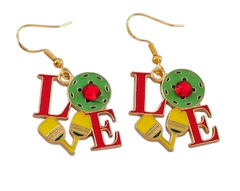 Pendientes Love de Pickleball - Regalo de Pickleball para mujer