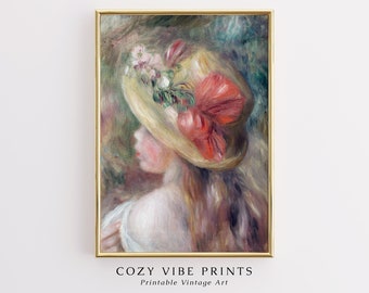 Portrait de jeune fille victorienne : impression d'art de peinture à l'huile vintage (téléchargement numérique)