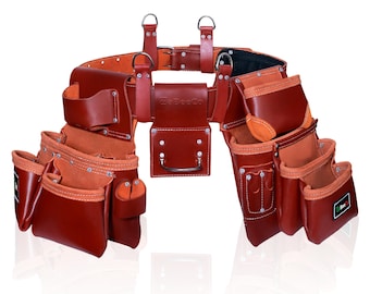 Handmade Leather Tool Belt for Men – Carpenter, Electrician, Roofer, Construction & Framer Work Belt with Tool Pockets | Made in ITALY