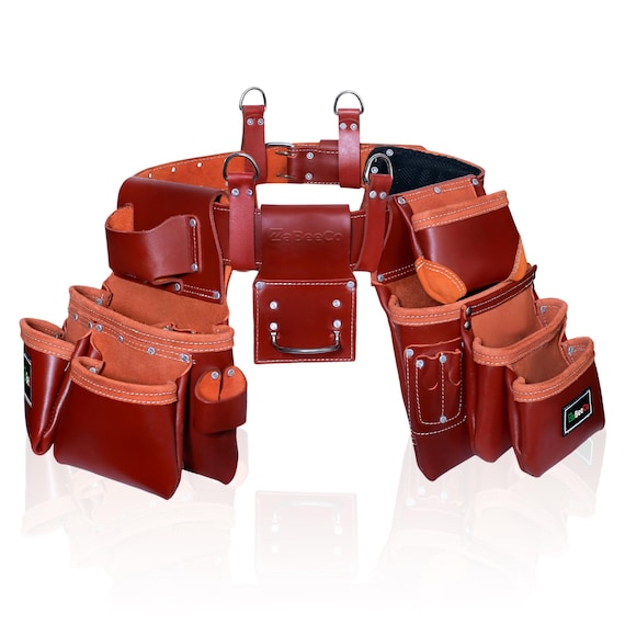 Handmade Leather Tool Belt for Men – Carpenter, Electrician, Roofer, Construction & Framer Work Belt with Tool Pockets | Made in ITALY