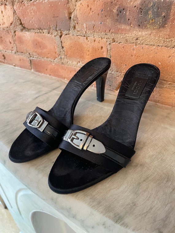 Gucci Satin Buckle Mule Sandals US 6 Etsy