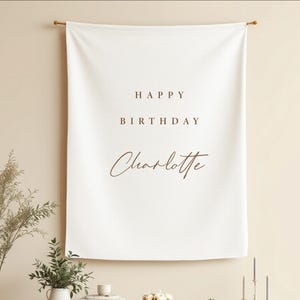 Birthday Banner Cursive, 1st Birthday Banner, Custom Birthday Banner, Fabric Sign, Fabric Birthday Sign, Birthday Boho Wall Art, Flag