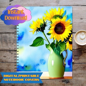 Digital/Printable 8.5x11 Spiral Notebook Covers Digital Journal Covers for Note Book Covers Template for Canva Editable Planner Covers