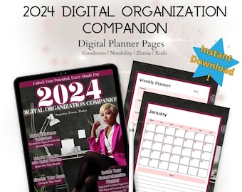 2024 Digital Organization Companion: Hyperlinked Planner for GoodNotes, Zinnia, and More, 2024 Digital Planner, 2024 Digital Calendar