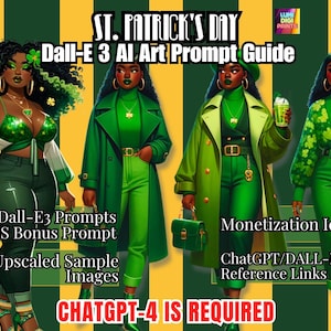 Dall-E3 AI Art Prompt Guide St. Patrick&#39;s Day, Dall-E3 & ChatGPT v4 Ai Art Prompt Guide, Prompt Guide, African AI Art, St. Patty&#39;s Day Theme