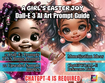 Guía de indicaciones artísticas de IA para Pascua para principiantes de DALL·E 3 con descarga digital para uso comercial