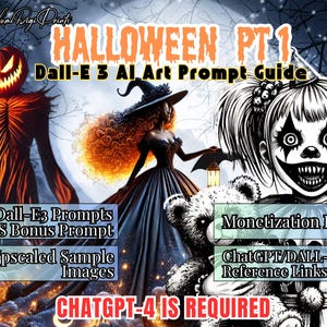 Halloween Exclusive Dall-E Art Prompt Guide, Halloween AI Art Guide, Instant Download, Halloween Art, Hyperlinked PDF Guide