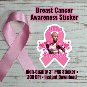 Printable Breast Cancer Pink Warrior Sticker, 3&quot; Hope Decal PNG Download for Water Bottle, Laptop, Breast Cancer Awareness Cricut Project