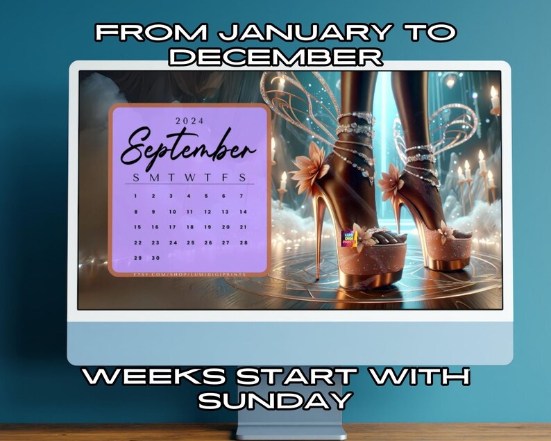 2024 Desktop Calendar Wallpaper, 2024 Calendar for Desktop, 2024
