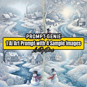 Gefrorener See AI Art Prompt und PNG Bild Bundle, Weihnachten AI Art Prompt, Fluss Kunst für Urlaub Grußkarten, sofortiger digitaler Download,