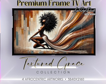 Textured Grace Frame TV Art Collection | 4 Afrocentric Digital Artworks for Samsung Frame TV Decor | Instant Download
