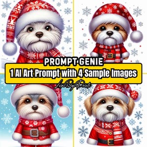 Dandie Dinmont Terrier AI Art Prompt mit PNG-Bundle, Weihnachts-AI Art Prompt, Terrier Hund Kunst für Urlaub Geschenkkarten, Digital Art Download
