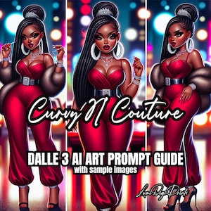 Dall-E3 AI Art Prompt Guide, Curvy N' Couture Dall-E 3 AI Art Prompts, Chibi Curvy Prompt Guide dla obrazów PNG, Fashion Inspired